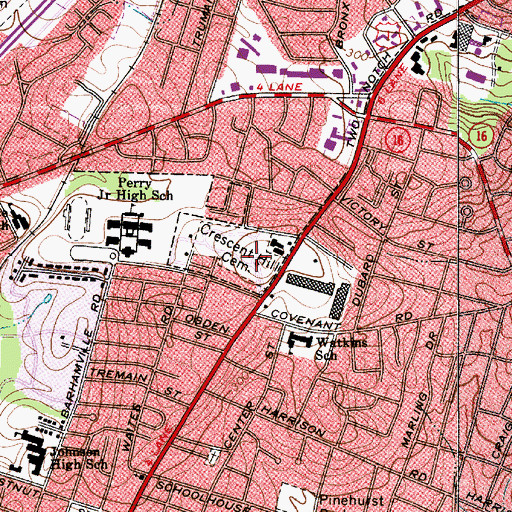 Topographic Map of Crescent Hill Cemetery, SC