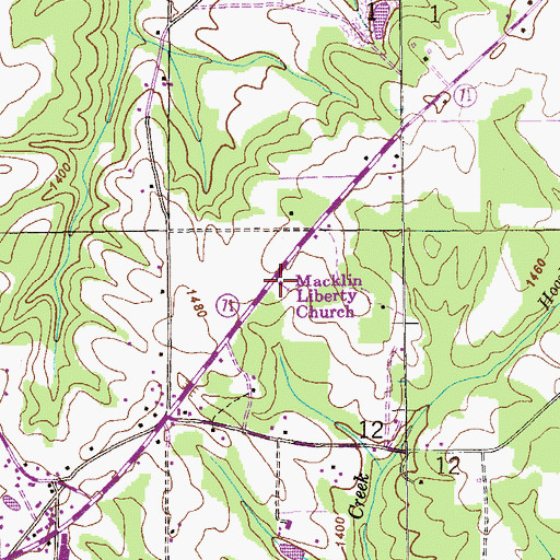 Topographic Map of Macklin Liberty Church, AL
