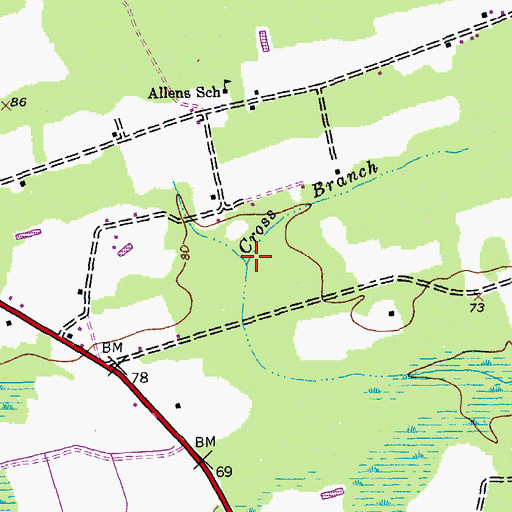 Topographic Map of Cross Branch, SC