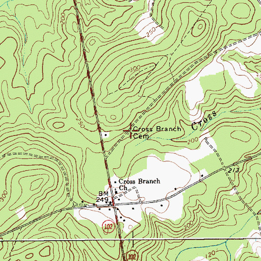 Topographic Map of Cross Branch Cemetery, SC