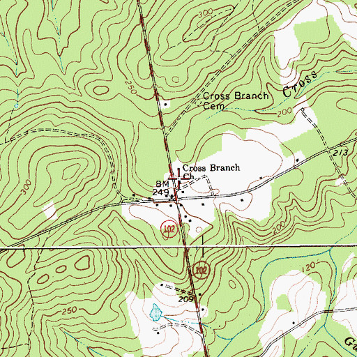Topographic Map of Cross Branch Church, SC