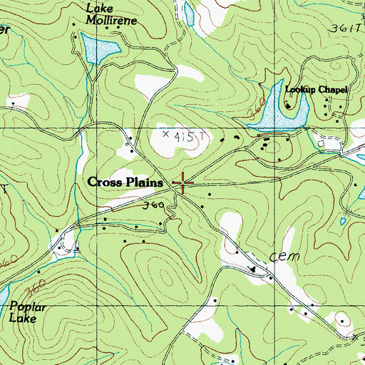 Topographic Map of Cross Plains, SC