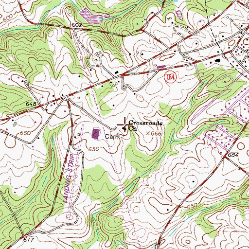 Topographic Map of Crossroads Church, SC