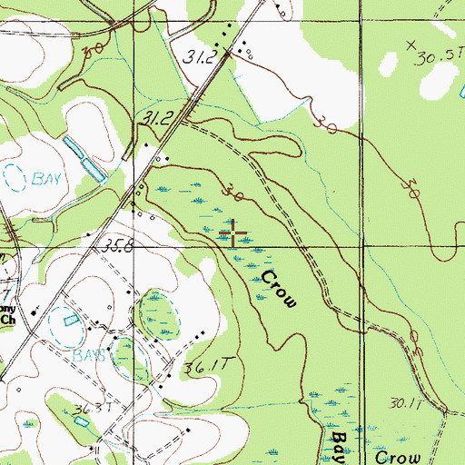 Topographic Map of Crow Bay, SC