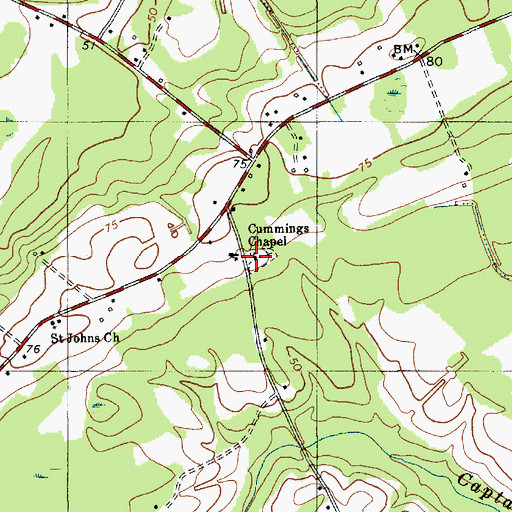 Topographic Map of Cummings Chapel, SC