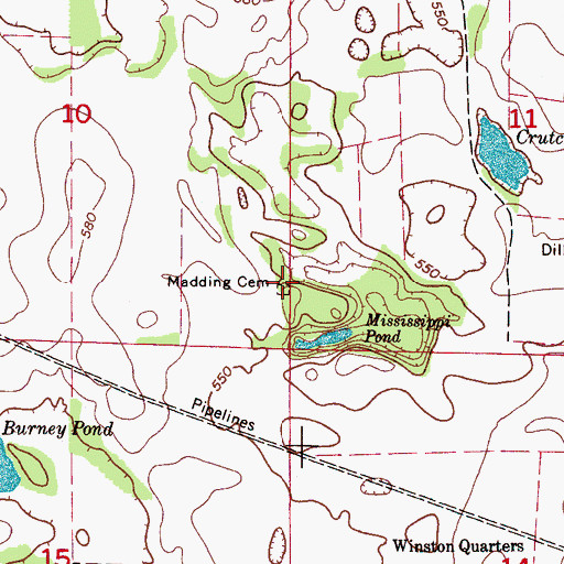 Topographic Map of Madding Cemetery, AL