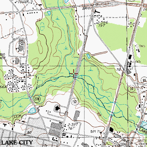 Topographic Map of Cypress Branch, SC