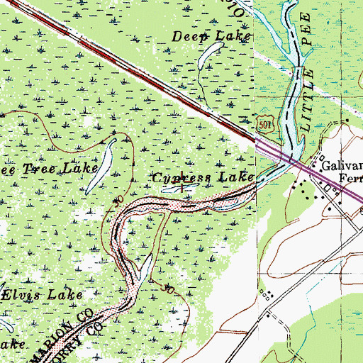Topographic Map of Cypress Lake, SC