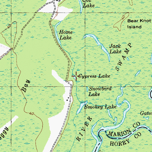 Topographic Map of Cypress Lake, SC