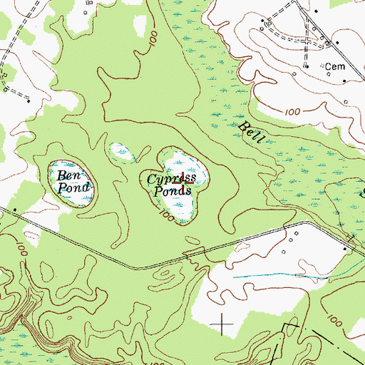 Topographic Map of Cypress Ponds, SC