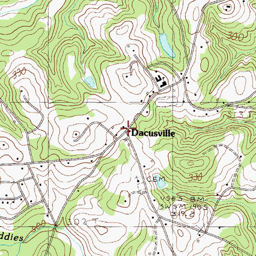 Topographic Map of Dacusville, SC