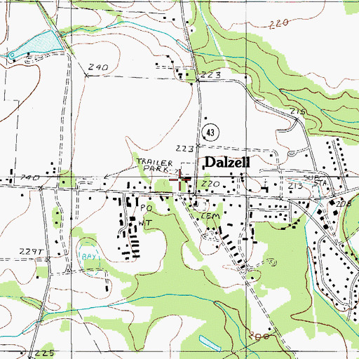 Topographic Map of Dalzell, SC