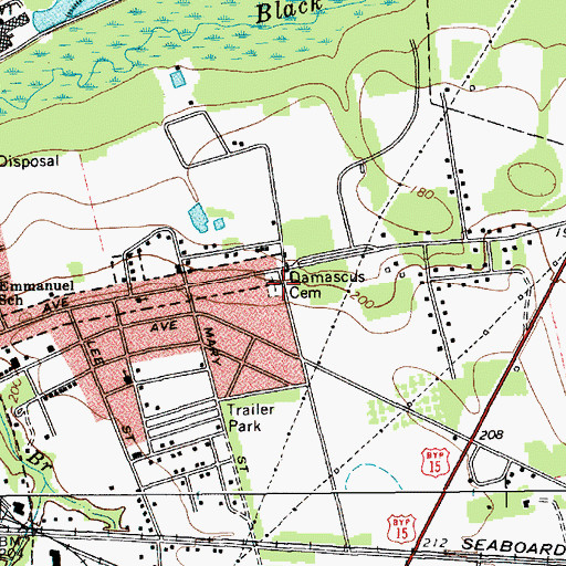 Topographic Map of Damascus Cemetery, SC
