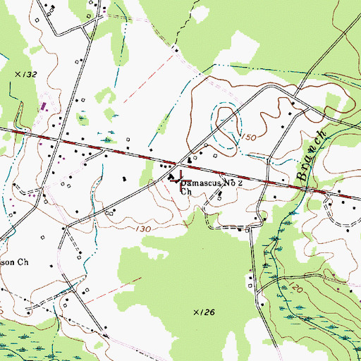 Topographic Map of Damascus Number 2 Church, SC