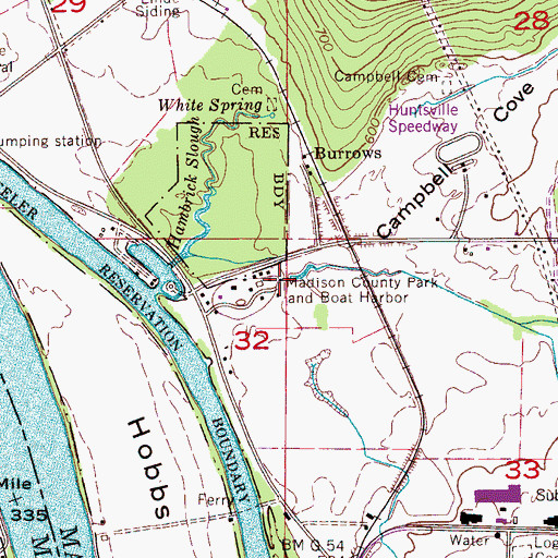 Topographic Map of Madison County Park and Boat Harbor, AL