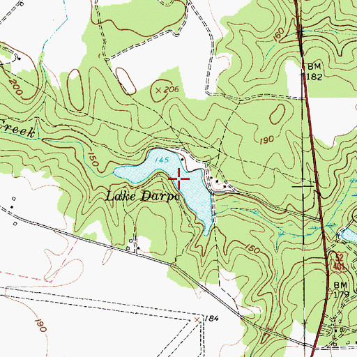 Topographic Map of Lake Darpo, SC