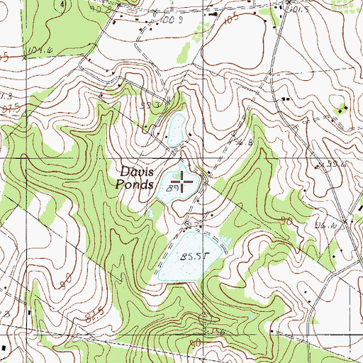 Topographic Map of Davis Ponds, SC