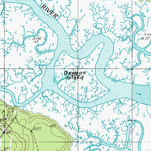 Topographic Map of Dawson Island, SC