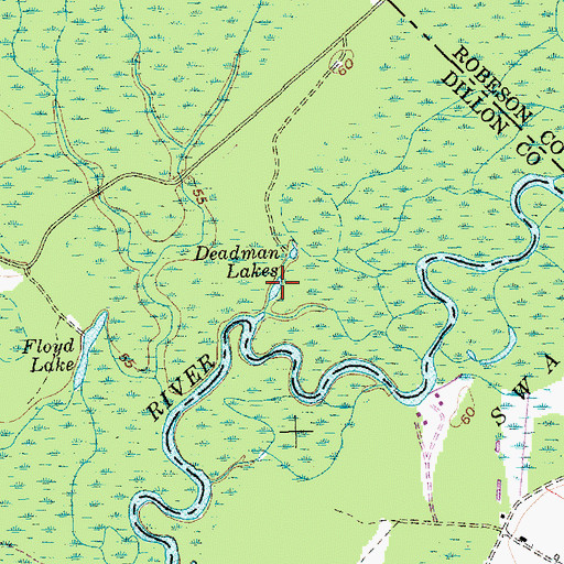 Topographic Map of Deadman Lakes, SC