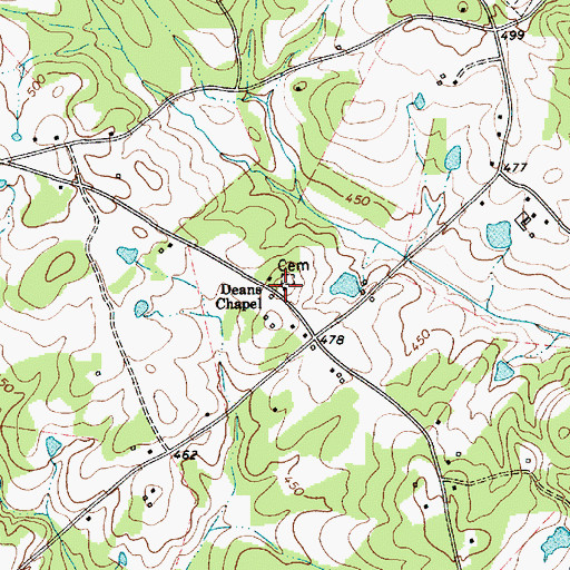 Topographic Map of Deans Chapel, SC