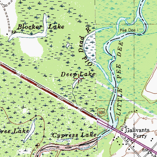 Topographic Map of Deep Lake, SC