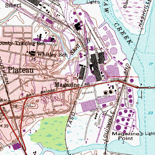 Topographic Map of Magazine, AL