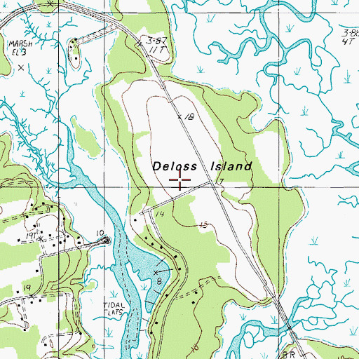 Topographic Map of Deloss Island, SC