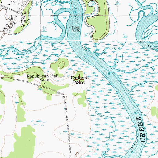 Topographic Map of Deloss Point, SC