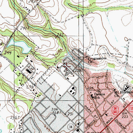 Topographic Map of Dennis High School, SC