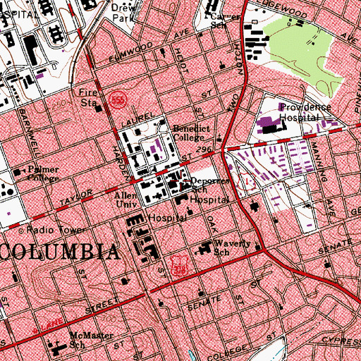 Topographic Map of Deporres School, SC