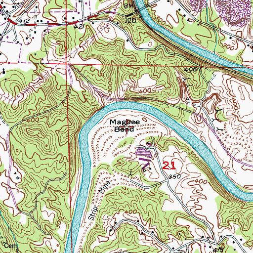 Topographic Map of Magbee Bend, AL