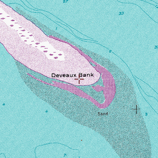 Topographic Map of Deveaux Bank, SC