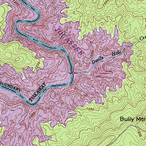 Topographic Map of Devils Hole Creek, SC