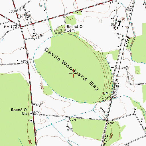 Topographic Map of Devils Woodyard Bay, SC