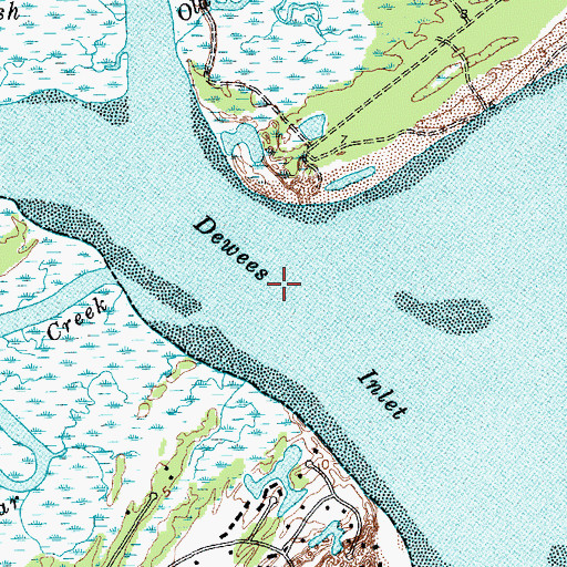 Topographic Map of Dewees Creek, SC