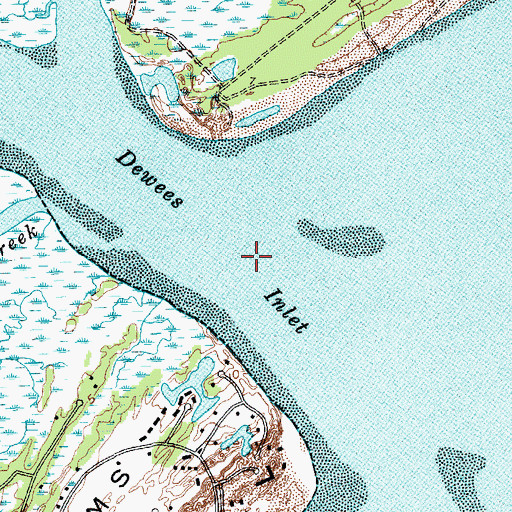 Topographic Map of Dewees Inlet, SC