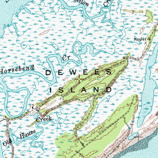 Topographic Map of Dewees Island, SC