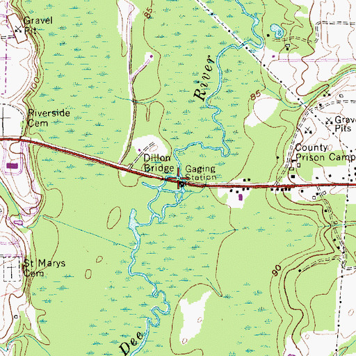 Topographic Map of Dillon Bridge, SC