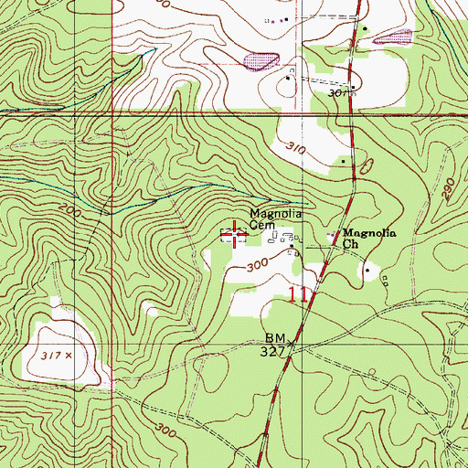 Topographic Map of Magnolia Cemetery, AL