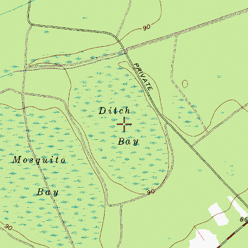 Topographic Map of Ditch Bay, SC