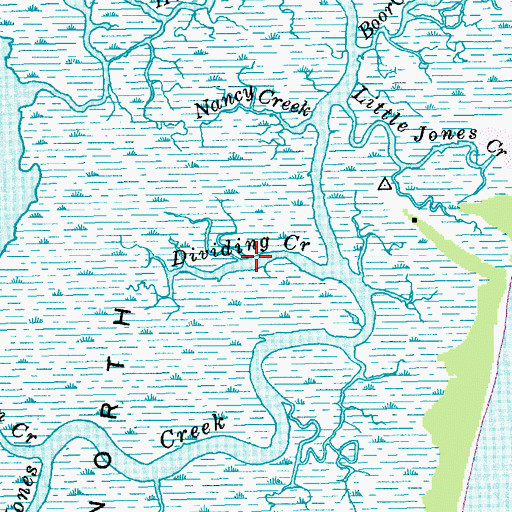 Topographic Map of Dividing Creek, SC