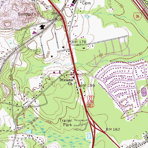 Topographic Map of Dixiana Church, SC