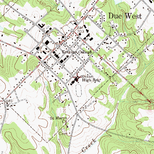 Topographic Map of Dixie High School, SC