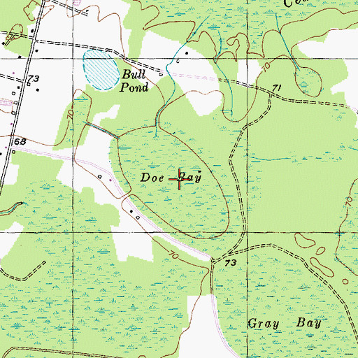 Topographic Map of Doe Bay, SC