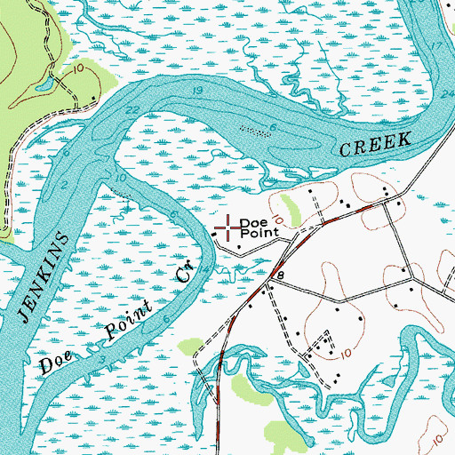 Topographic Map of Doe Point, SC