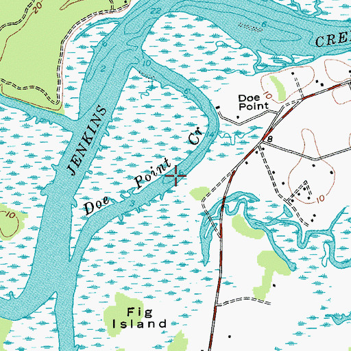 Topographic Map of Doe Point Creek, SC