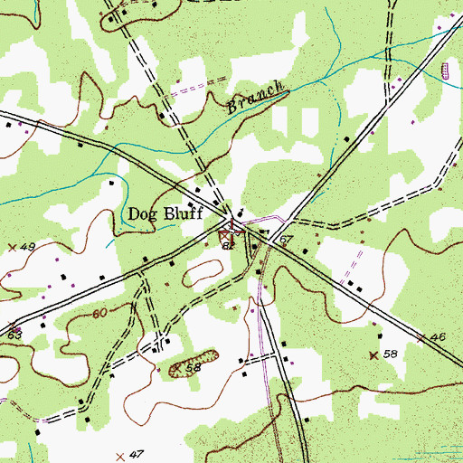 Topographic Map of Dog Bluff, SC