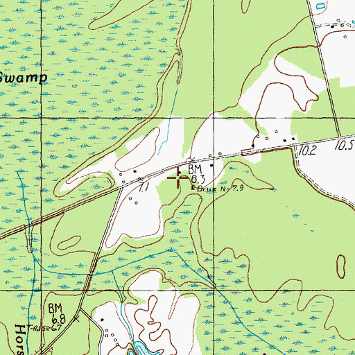 Topographic Map of Dogwood Neck School, SC