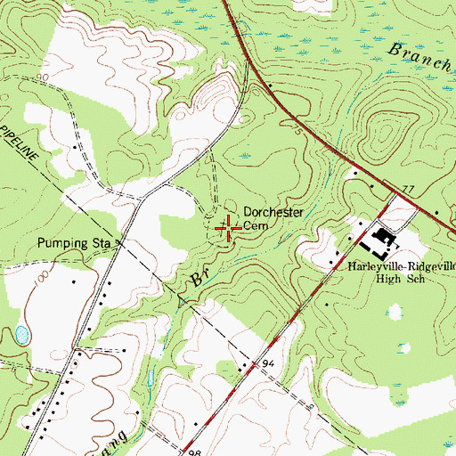Topographic Map of Dorchester Cemetery, SC