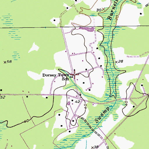 Topographic Map of Dorsey Town School, SC
